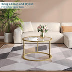 Small Glass Coffee Table Round Gold Coffee Table for Small Modern  Table